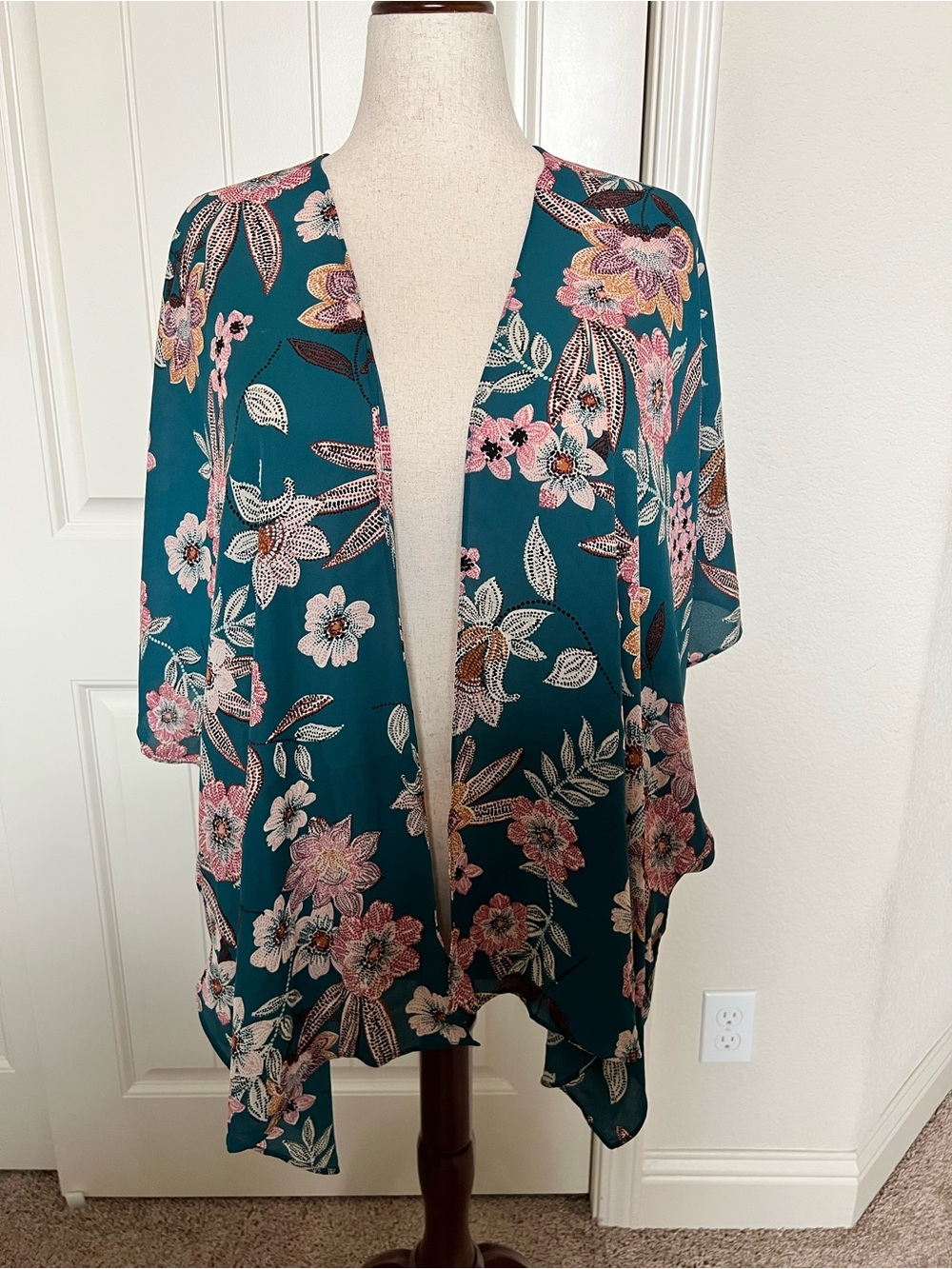 Maurices Teal Floral Layering Top - OS